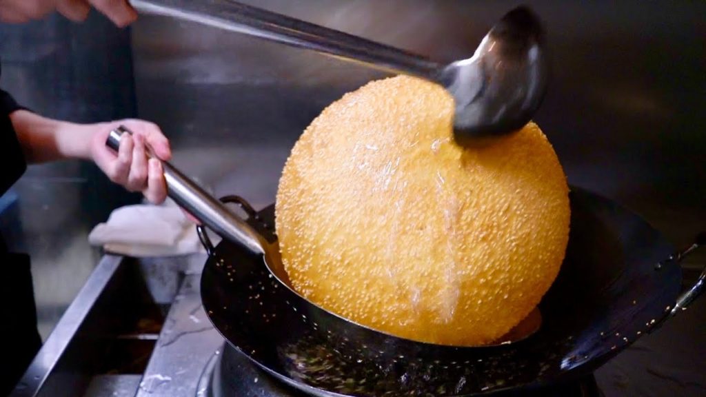 Amazing Japanese street food | GIANT SESAME RICE DUMPLING BALL Japanese sweets