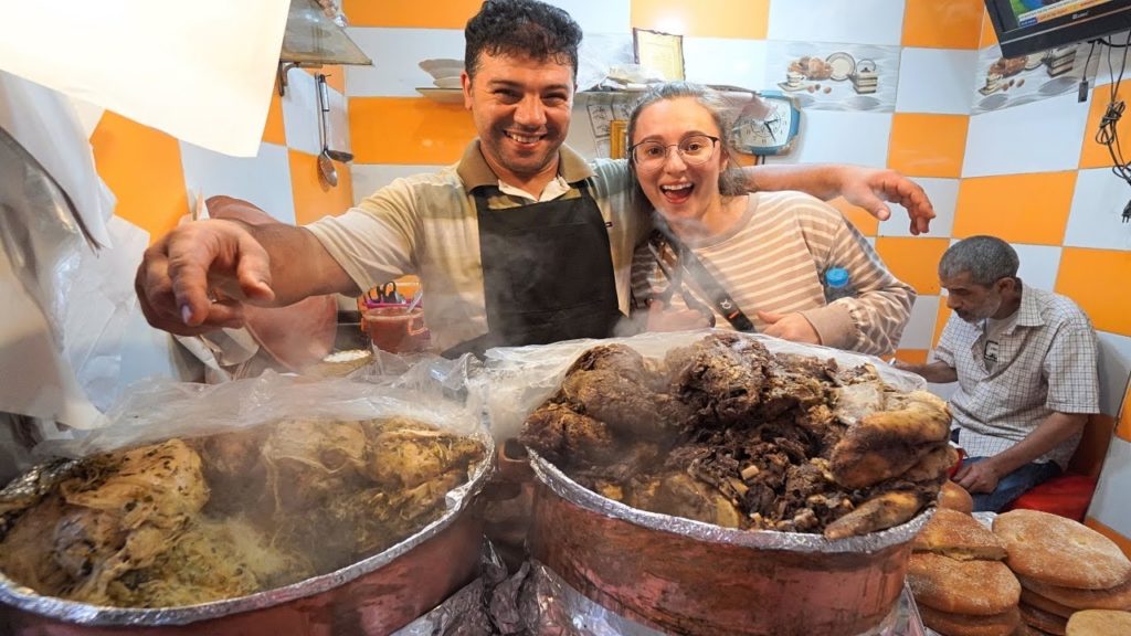 Morocco Street Food - HALAL STREET FOOD in Fes!! BEST Moroccan Couscous + Eating Camel Meat!