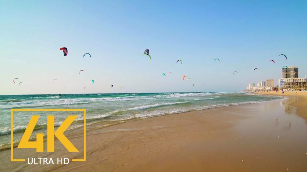 4K Virtual Walking Tour along the City Beach of Bat Yam - Trip to Israel