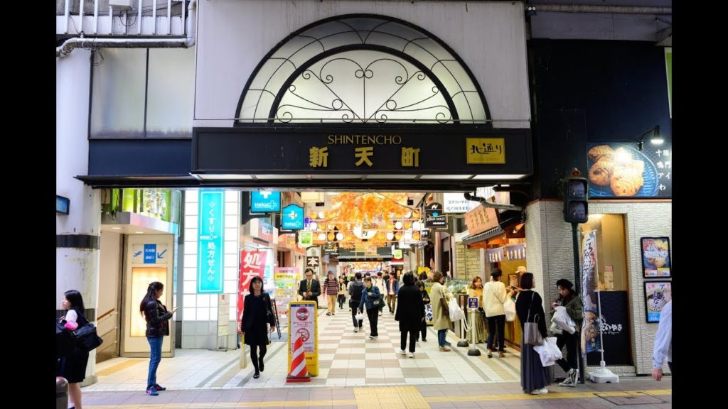 [4K] 2019 "Shintencho" popular shopping street at Tenjin station Fukuoka, Japan