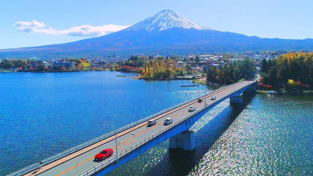 Drone Japan 4k 絶景ドローン 空撮映像 富士山 紅葉の河口湖 六角堂 河口湖大橋 鵜の島 Mt.Fuji Autumn Lake Kawaguchi