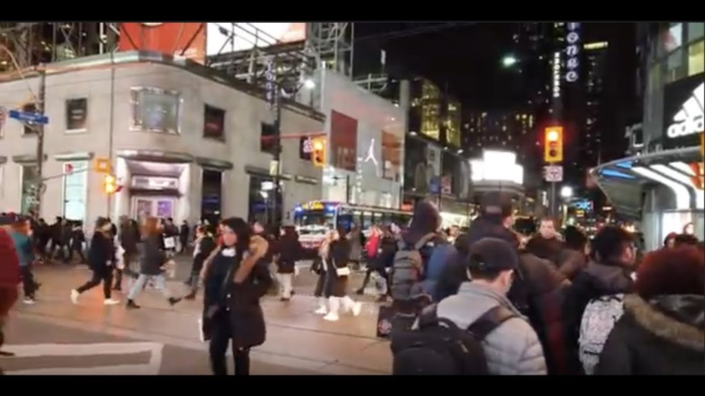 Downtown Toronto Walk - Black Friday Rush Hour Around The City Centre - 4K