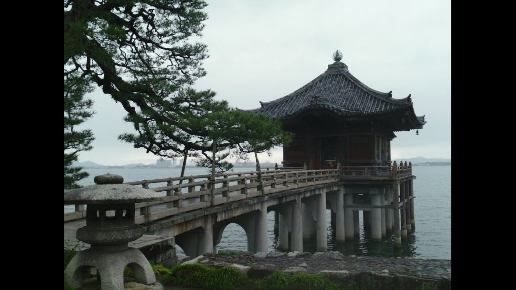 Mangetsuji Temple with famous Ukimido (Floating Temple) Hall, Katata Ward, Shiga Prefecture