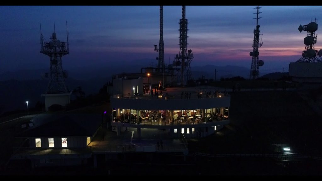[4Kドローン空撮]12/23の皿倉山山頂の様子と夜景
