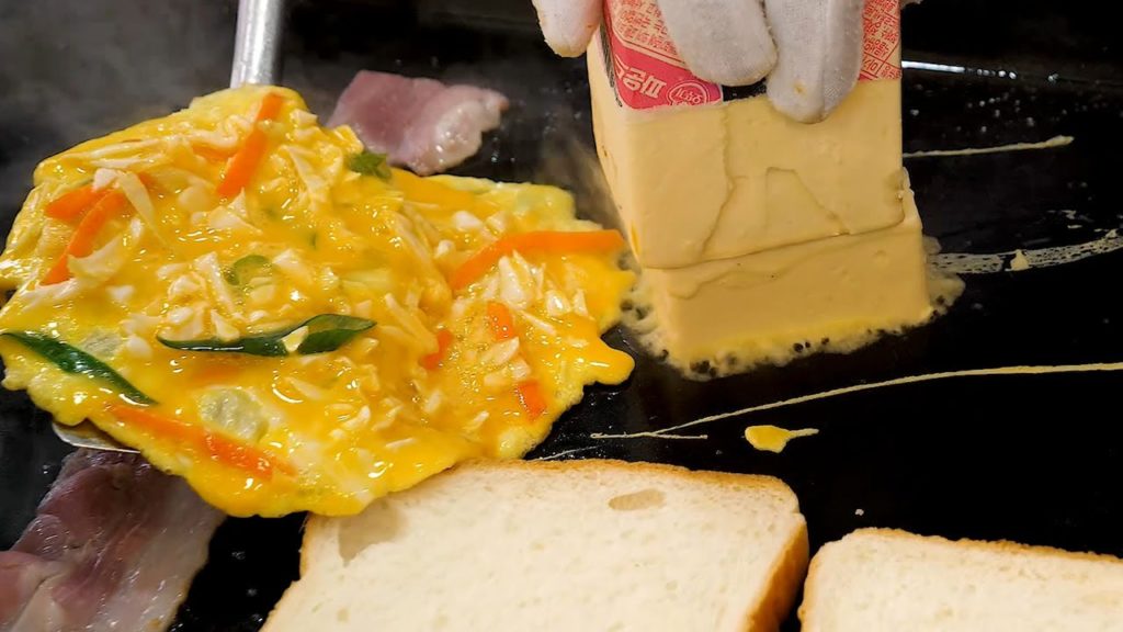 Bacon Ham Cheese Toast - Korean street food