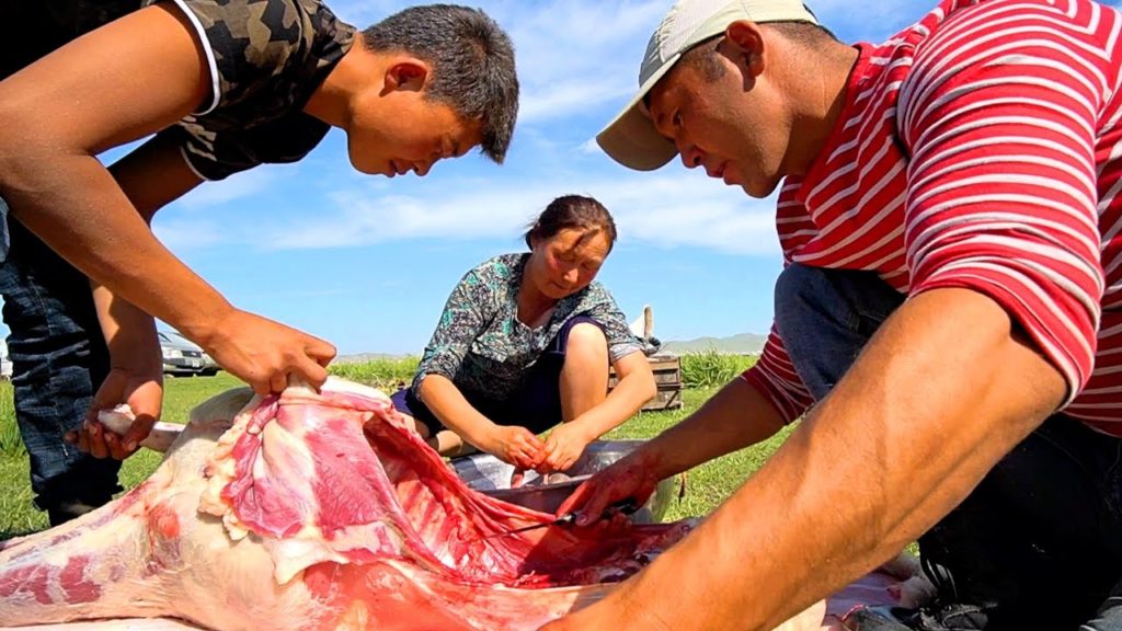 Mongolian Food - EXTREME BBQ SHEEP HEAD in Mongolia | RARE Nomadic Food in Mongolia!