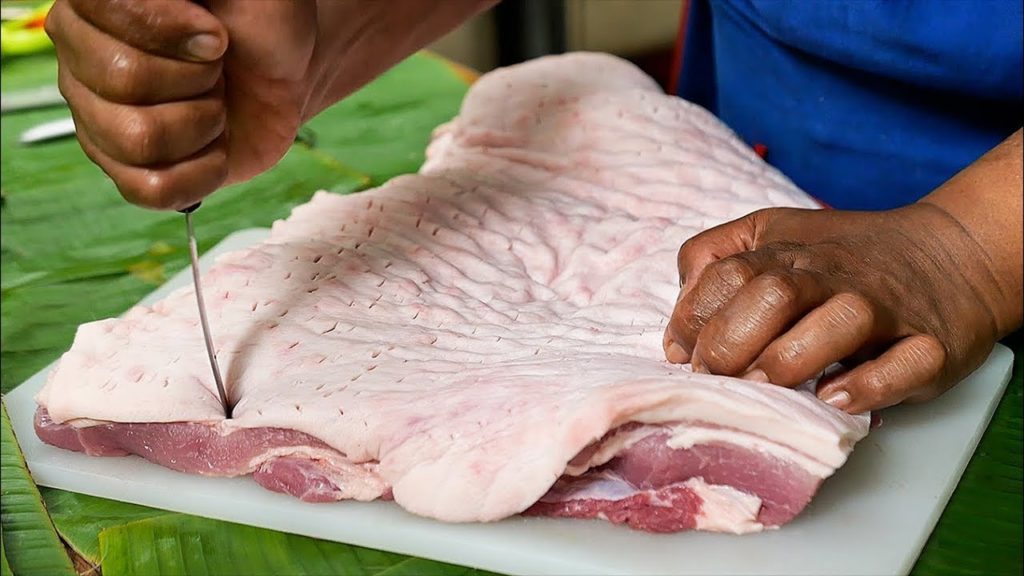 Thai Food - CRISPY PORK BELLY Rainbow Fried Rice Aoywaan Bangkok Thailand