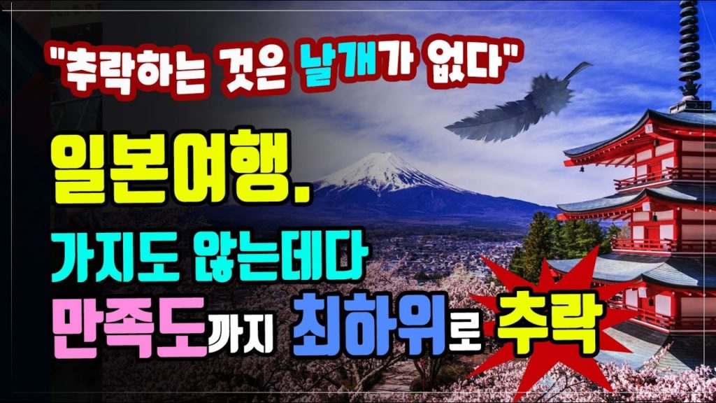 일본여행, 어쩌다 이 지경까지?... 가지도 않는데다 여행 만족도까지 동반 추락!!!  "추락하는 것은 날개가 없다는데..."