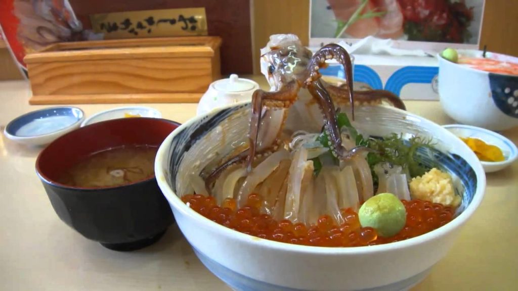 Dancing squid bowl dish in Hakodate !