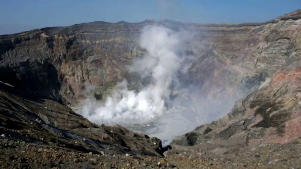 Crater of Aso volcano in Kumamoto, Japan