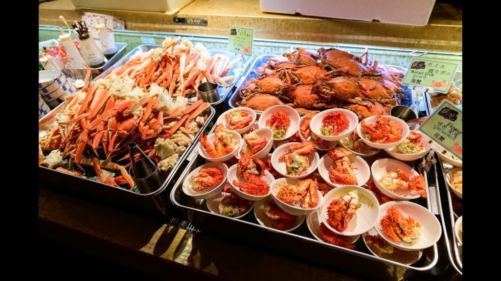 [4K] 2019 "Seafood Buffet Nanda" giant king crab buffet walk from subway station Sapporo, Japan