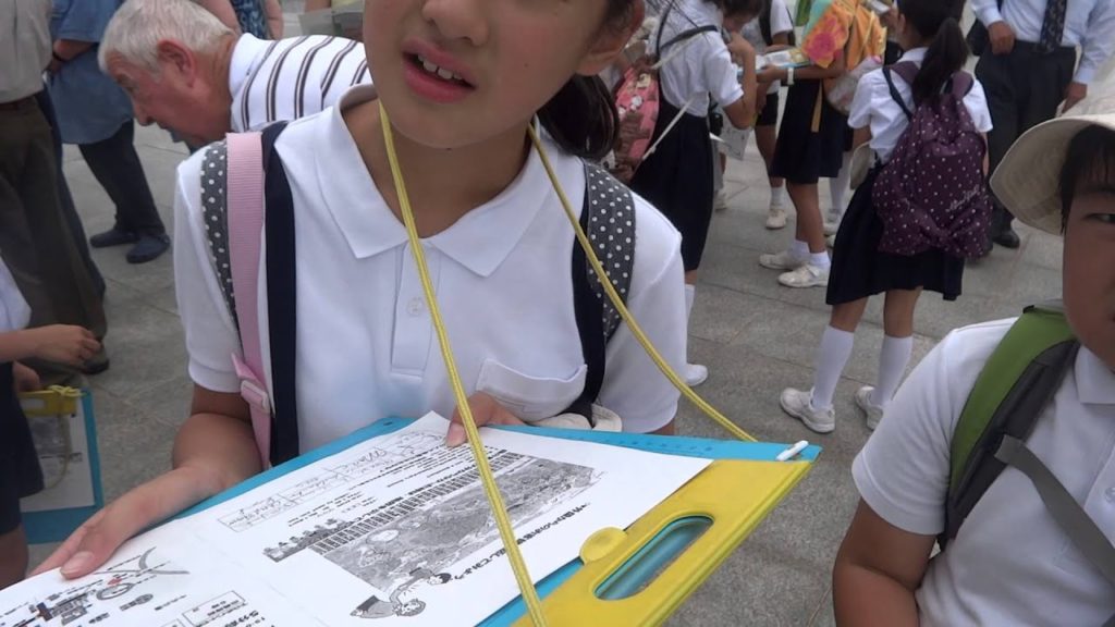Japanese school kid interview at Hiroshima Peace Memorial