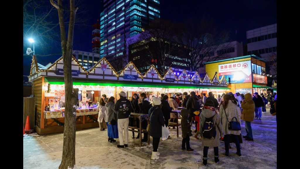 [4K] 2019 "German Christmas Market" at Odori Park walk from Odori station Sapporo, Japan