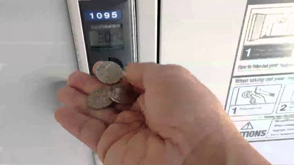 Using locker box at Takayama bus station (Nohi bus), Japan
