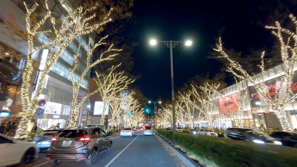 Christmas Illumination Night Driving 4K - Omotesando in Tokyo - Shibuya, Omotesando