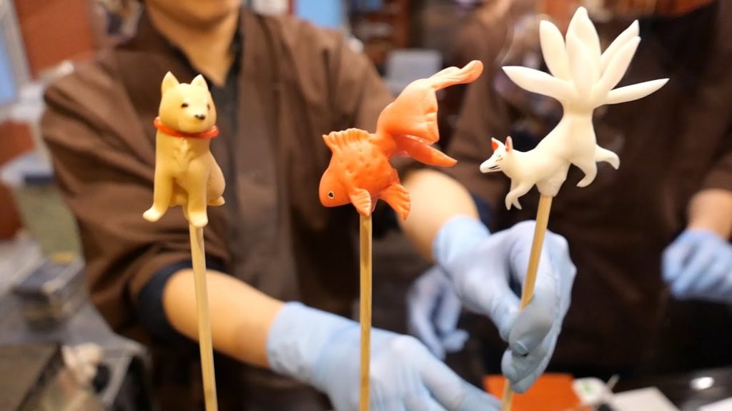 Candy art-Japanese craftsmanship - Shiba Inu, Nine-Tailed Fox, Goldfish, Crane 飴細工　職人技