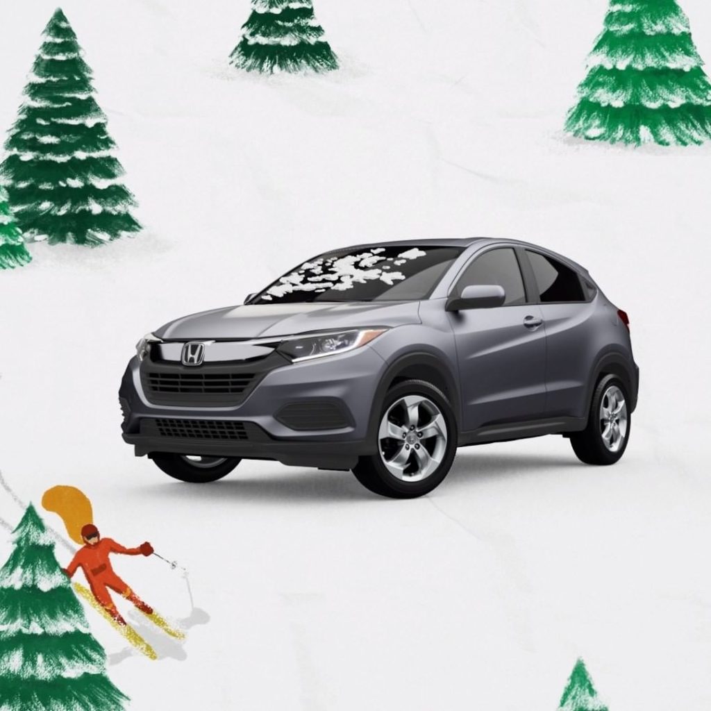 In the lane, snow is glistening. #HondaHRV ...