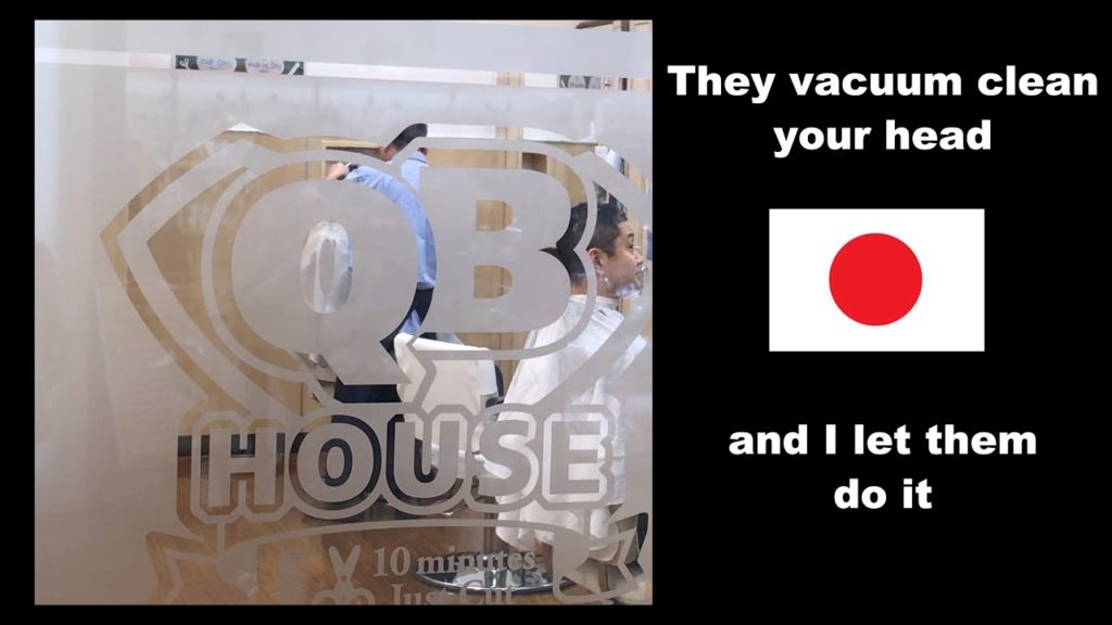 They vacuum clean your head....and I let them do it (QB House Nagoya, Japan)