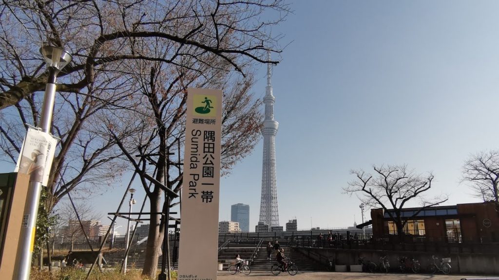 SUMIDA PARK in Japan with SKY TREE Tower