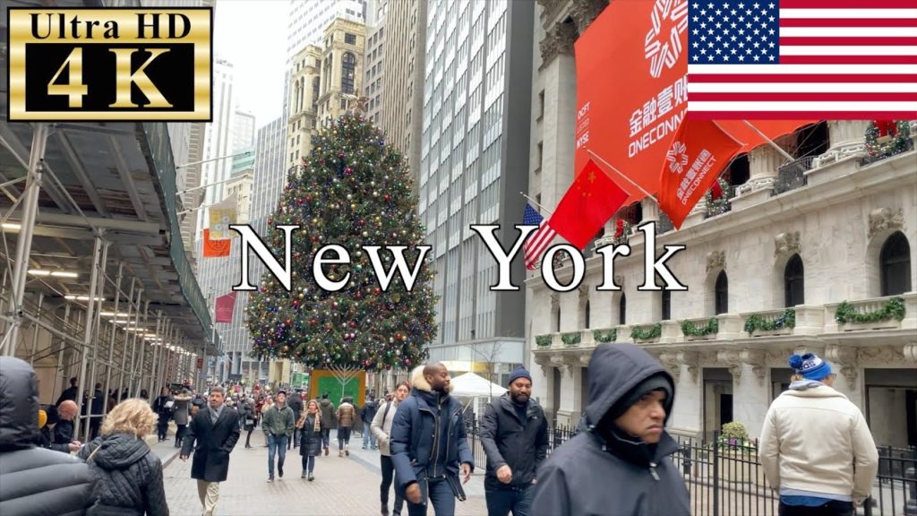 🇺🇸🎄New York Christmas Walk – Wall Street Lunchtime – 【4K 60fps】 🇺🇸🎄New York Christmas Walk - Wall Street Lunchtime - 【4K 60fps】