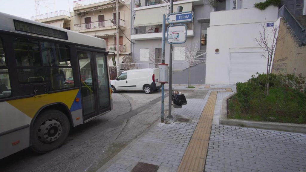 Greece, Athens, walking from bus stop ΤΕΡΜΑ to bus stop ΚΑΜΠΟΥΡΗ