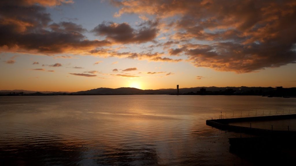 2020年初日の出 form 琵琶湖湖岸　広角全景