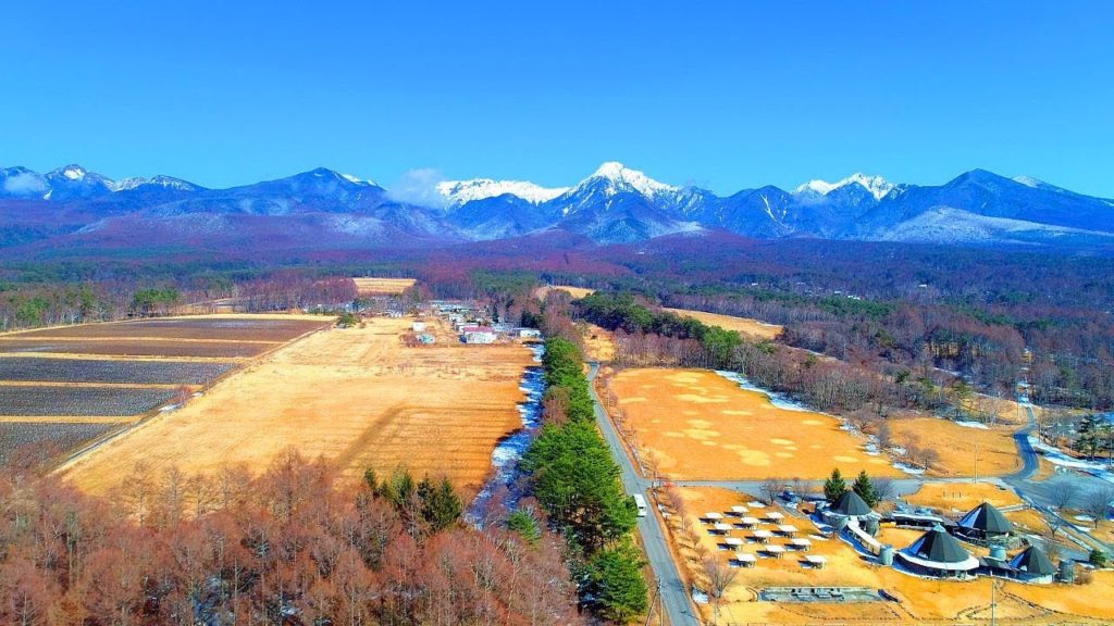 Drone Japan 4kドローン 空撮自然風景映像 早春の八ヶ岳山麓 八ヶ岳農場 空中散歩 ダニーボーイ Relaxation Danny Boy Yatsugatake Early Spring
