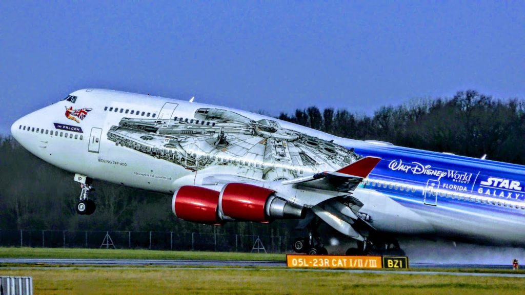 Virgin Atlantic Boeing 747-400 'The Falcon' (Star Wars Livery) departing from Manchester Airport!