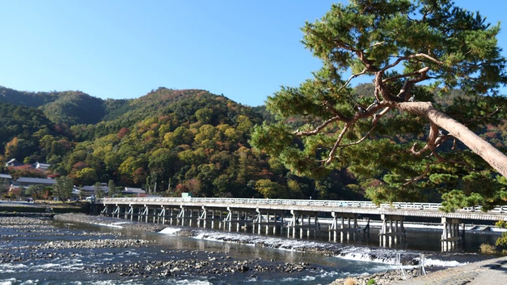 Kyoto - A View Of Togetsukyo Bridge (4K60P)