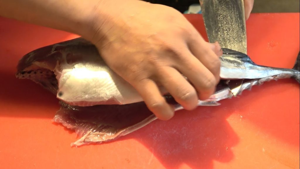 Janapese street food - Fillet Bonito fish for Sashimi and  Smoked fish