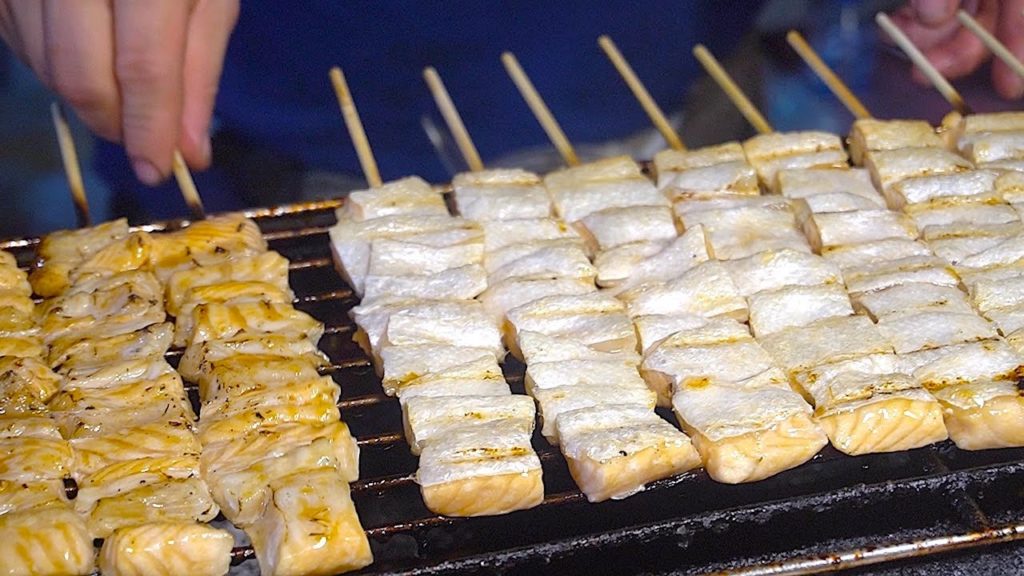 $1 Seafood Grilled Salmon Sticks - Bangkok Street Food
