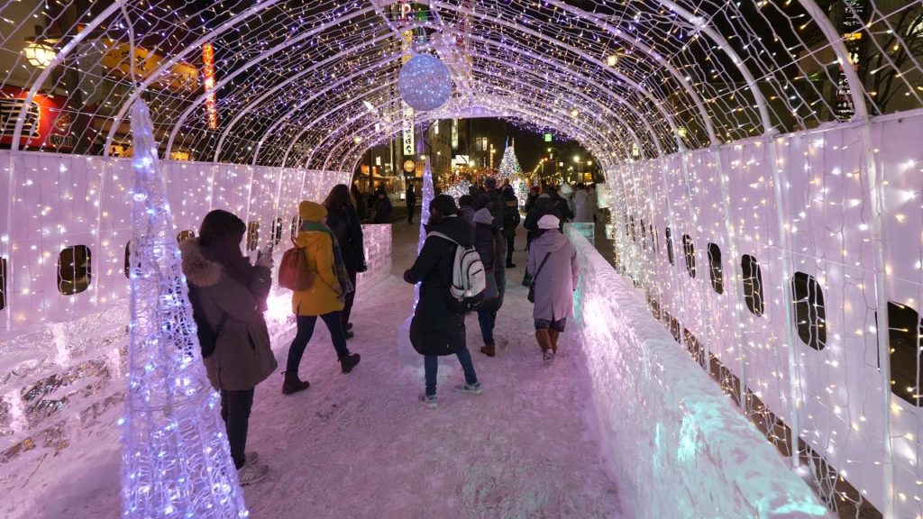 【4K】Walking at Susukino ice sculptures