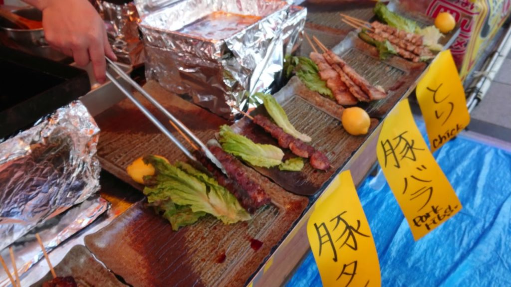Japanese Street Food - Grilled Beef, Chicken & Pork Skewers