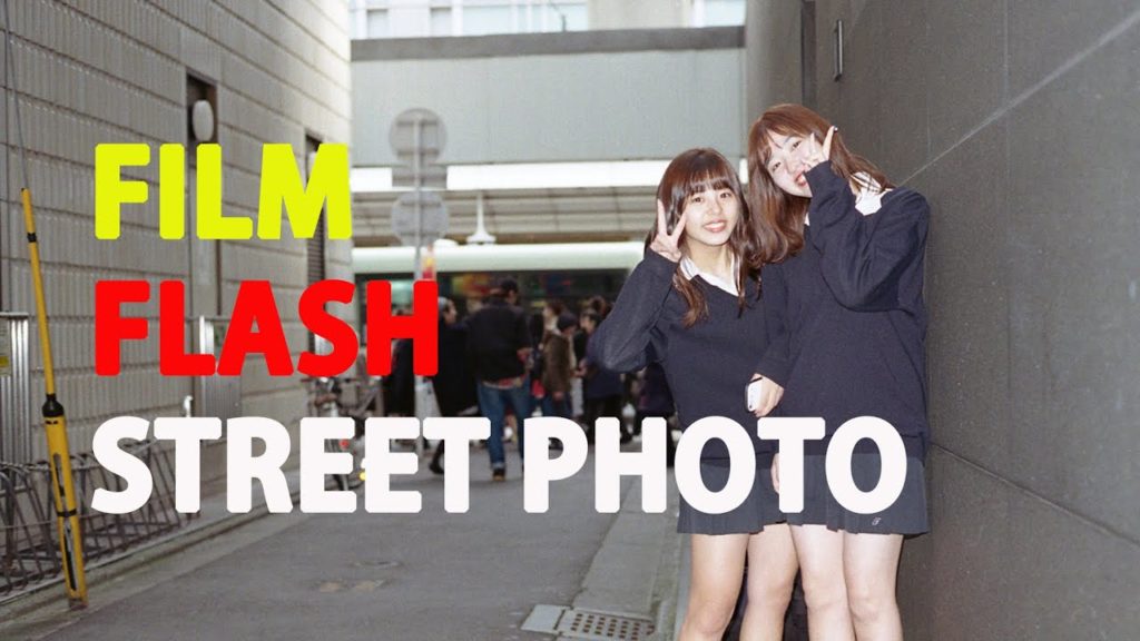 film camera street photo with flash