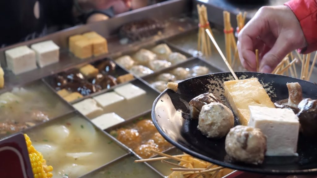 Taiwanese Street Food - Grilled Sausage, Grilled Glutinous Rice Sausage, Oden