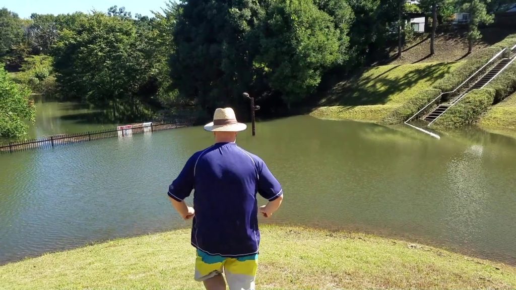SWIMMING IN A FLOODED PARK - Enjoying the aftermath of Typhoon Lan (Oct. 23 , 2017)