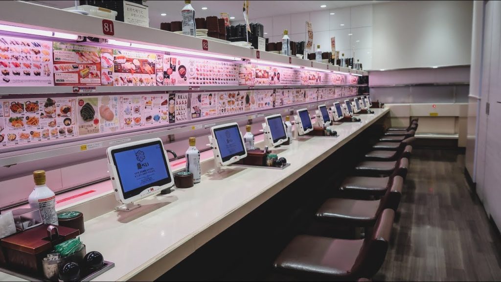 Bullet Train Sushi in Tokyo, Japan | Uobei Shibuya Dogenzaka (魚べい) 🍣