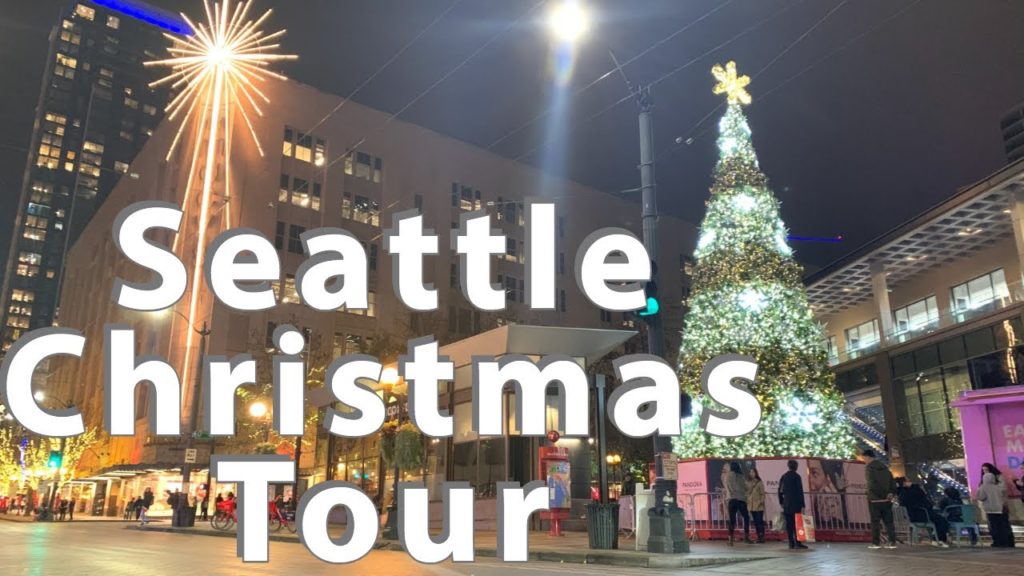 Seattle Walking Tour December 2019: Searching for the Best Christmas Lights in Downtown Seattle 【4K】