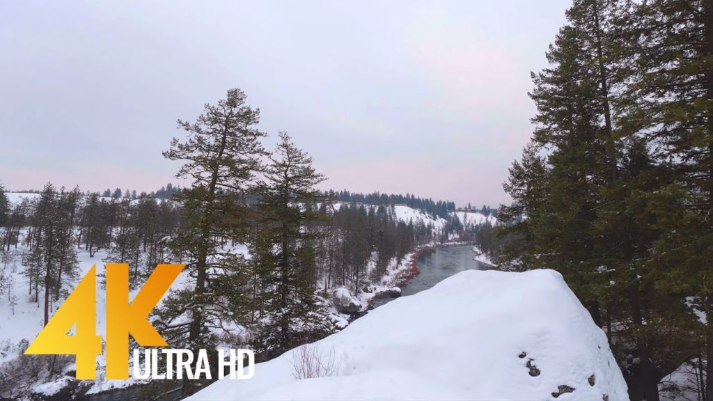 4K Winter Walking Tour through Bowl and Pitcher Area, Spokane - 60fps Scenic Nature Video
