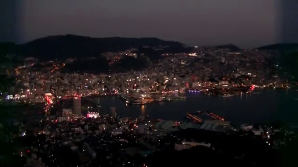 Time Lapse36　From the Mt. Inasa, Nagasaki-shi of the darkening world Shinzo University night view.