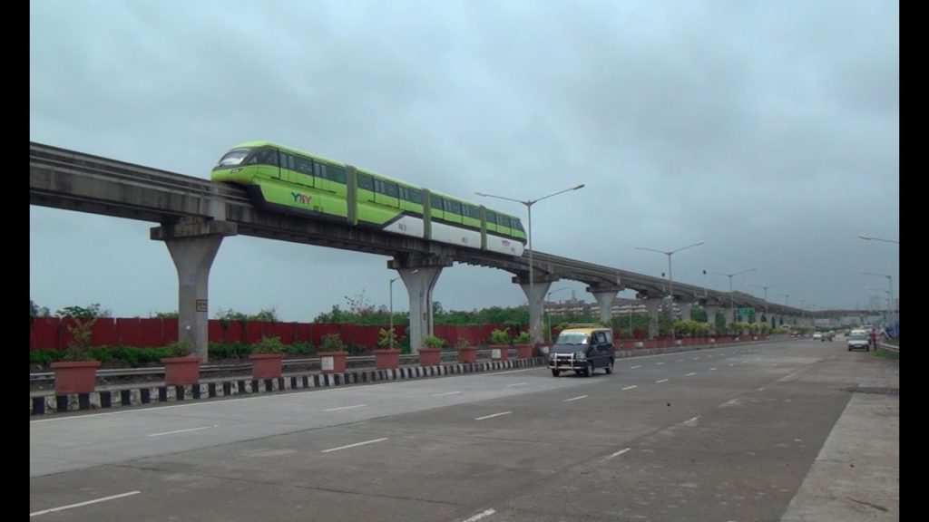 2 Cute Mumbai Monorail Crossing Each Other from a Unique Vantage Point at Eastern Freeway