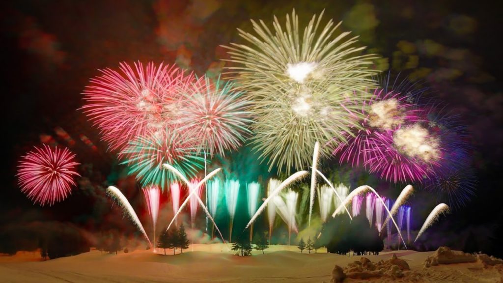 [VR] 2019 越後妻有 雪花火 最前列かぶりつき [5.7K] [空間音声]