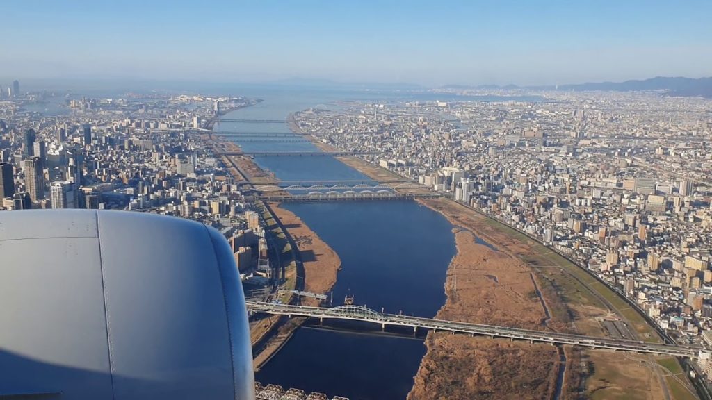 ANA 777-200ER Landing Osaka International Airport (Fantastic View)