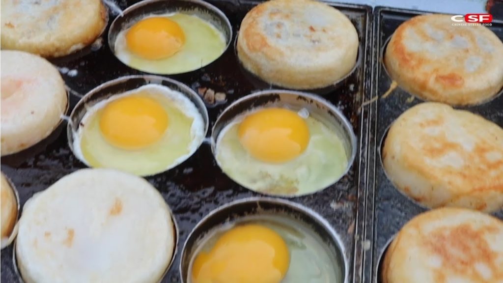 Chinese snacks popular Egg Burger(Special Egg Burger) Street food in GuangZhou Chinese snacks popular Egg Burger(Special Egg Burger) Street food in GuangZhou