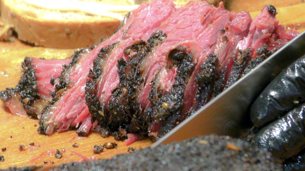 Texas Style Smoked Juicy Beef Brisket. Street Food Festival in Italy