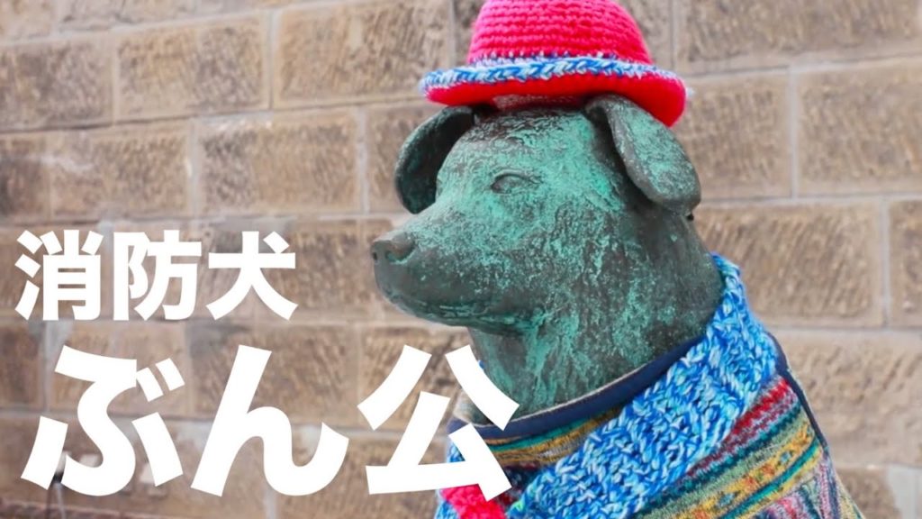 【かわいい】服を着せてもらった消防犬ぶん公 @北海道小樽市 Otaru fire dog, Hokkaido