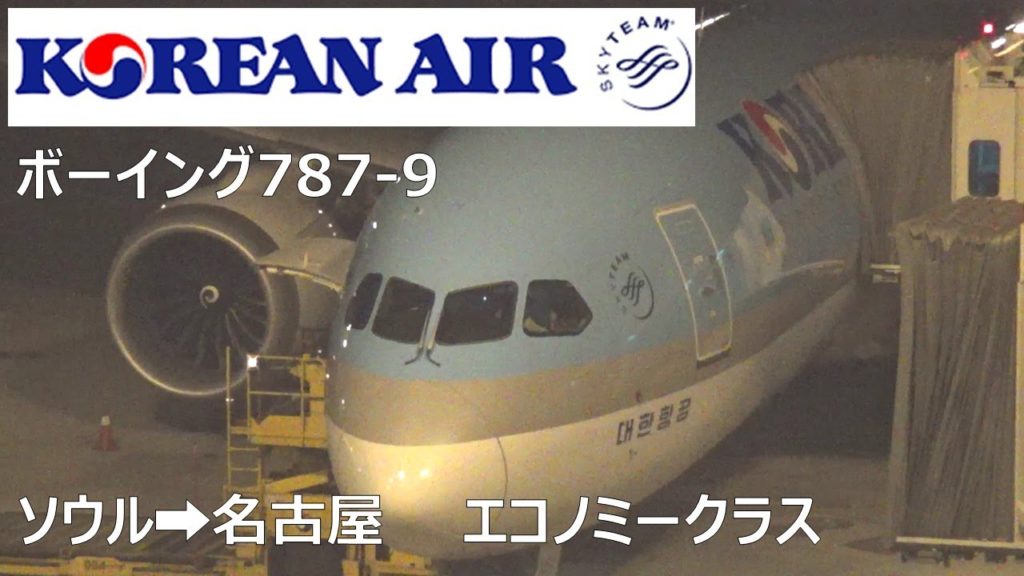 大韓航空 ボーイング787-9 ソウル仁川→名古屋中部 エコノミークラス搭乗記 | Korean Air 대한항공 Seoul(서울) to Nagoya(나고야)