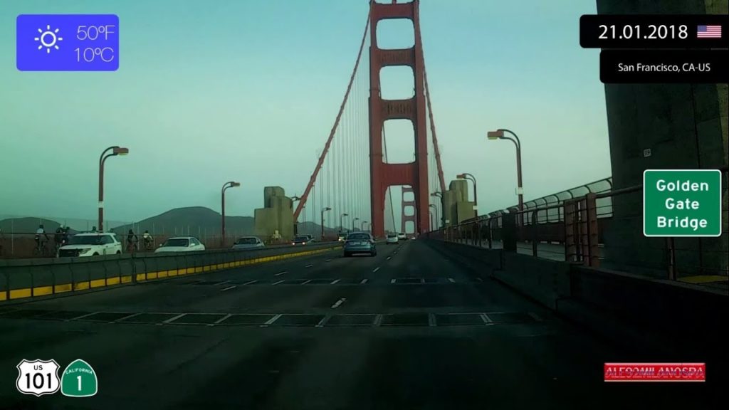 Driving across Golden Gate (United States) from San Francisco to Sausalito 21.01.2018 Timelapse x4