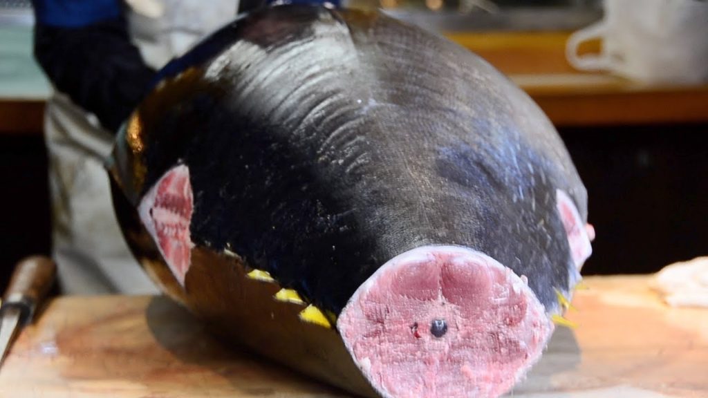 Giant Bluefin Tuna Cutting Show Sashimi / Japanese Street Food
