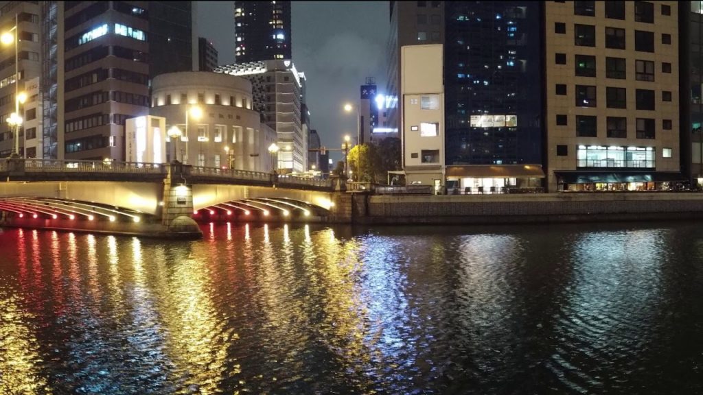 Night in Nakanoshima, River side, Osaka City